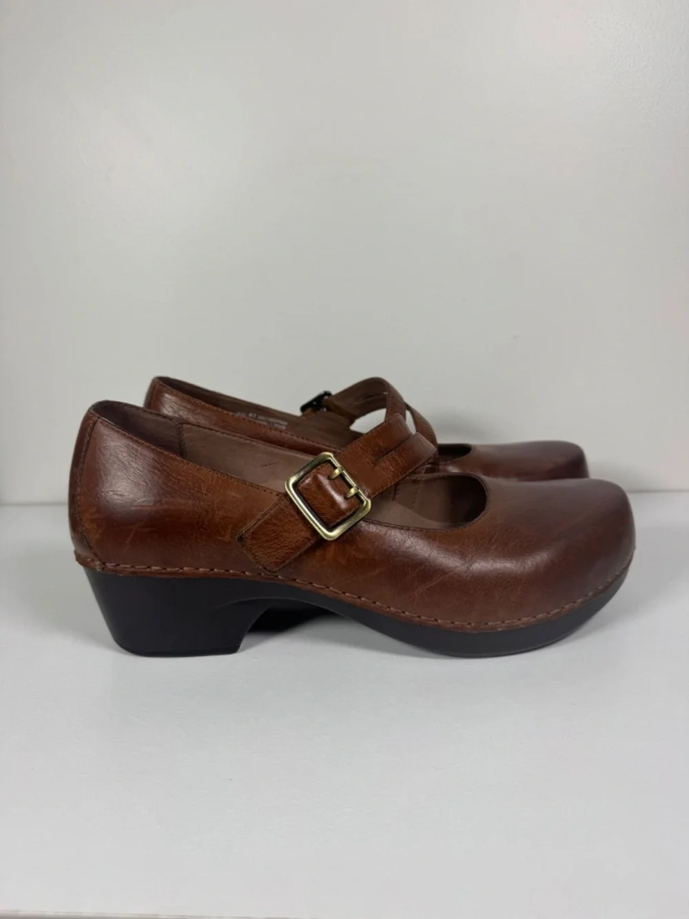 Dansko Tina Brown Leather Mary Jane Ortho Wedge Comfort Shoes | Size 41